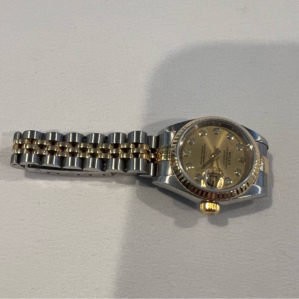 Vintage Rolex Oyster Perpetual Datejust 26mm Yellow Gold Steel Diamond - Picture 4 of 12